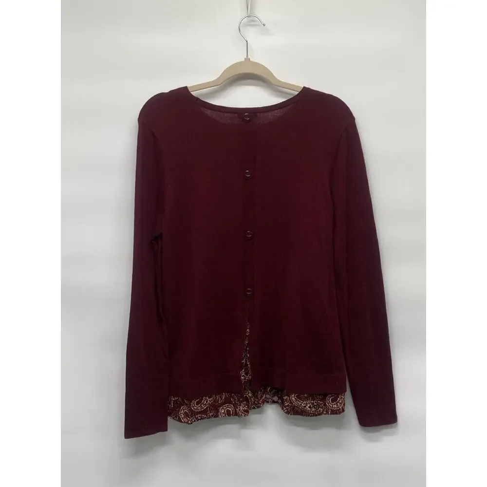 J.Jill Women’s Sweater‎ Paisley Shirttail Hem Detail Academia Preppy Sz Small